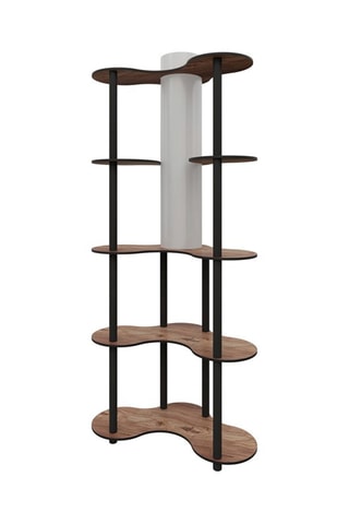 Staanlamp - Ivoorkleurig en Walnoothout-imitatie - 40 W - 150 cm