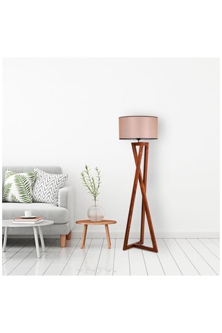 Staanlamp - Walnoothoutimitatie en Bruin