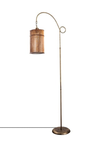 Bamboe Staanlamp Cylinder Floor - Goudkleurig