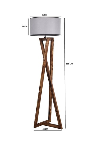 Houten Staanlamp Macka - Grijs - 60 W- 149 cm