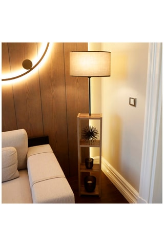 Staanlamp met Houten Element AYD-3150 - Naturel en Wit - 60 W - 150 cm