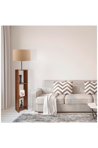 Staanlamp met Wandplank Ayd - Naturel en Bruin - 60 W - 150 cm