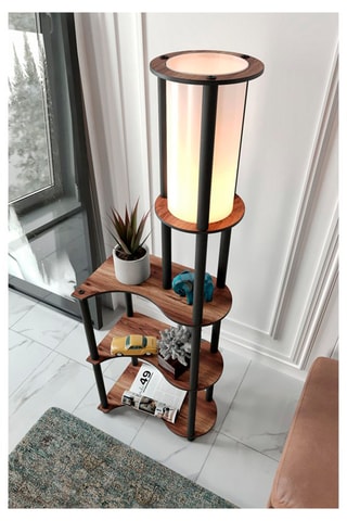 Staanlamp - Walnoothout-imitatie - 40 W - 140 cm
