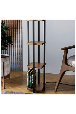Staanlamp met Element Shelf Lamp - 8115 - Zwart en Goudkleurig - 40 W - 130 cm