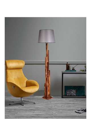 Houten Staanlamp - Naturel en Grijs - 60 W - 175 cm