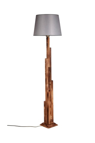 Houten Staanlamp - Naturel en Grijs - 60 W - 175 cm