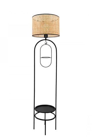 Rotan Ledstaanlamp Ayd -  Naturel en Zwart - 5-9 W - 145 cm