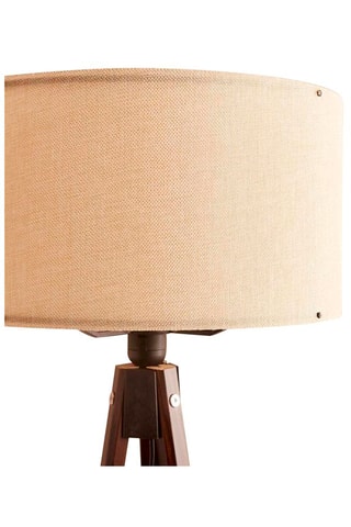 Houten Staanlamp op Driepoot - Crèmekleurig en Naturel - 60 W