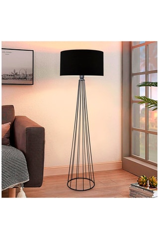 Staanlamp op driepoot - Wit en Eikenhoutimitatie - 60 W