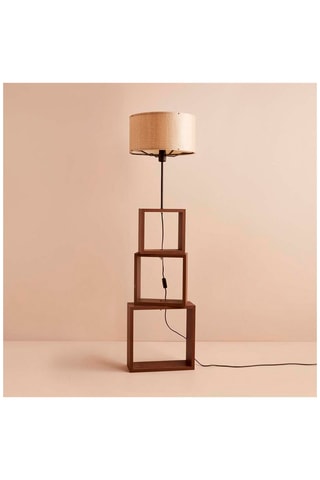 Houten Staanlamp - Naturel en Beige - 60 W