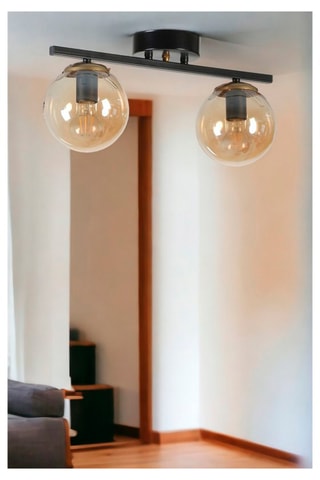 Plafondlamp Yeni Can 2 - Zwart en Goudkleurig - 2 x 60 W