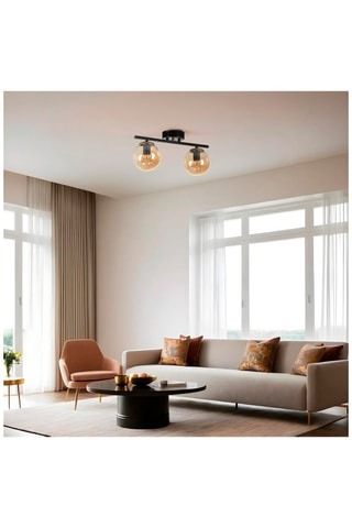 Plafondlamp Yeni Can 2 - Zwart en Goudkleurig - 2 x 60 W