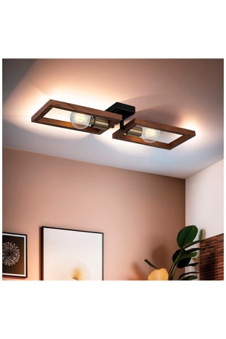 Houten Plafondlamp Era - Naturel - 2 x 40 W