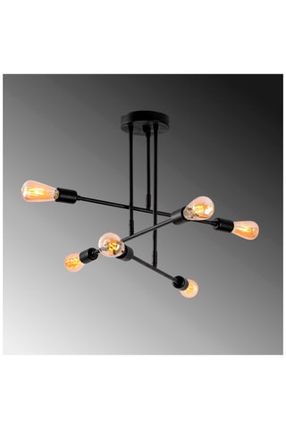 Plafondlamp Flower - Zwart - 6 x 100 W