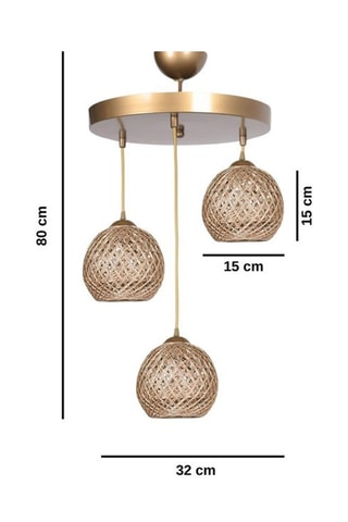 Hanglamp - Goudkleurig - 3 x 60 W