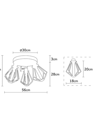 Plafondlamp Oylat - Zwart - 3 x 100 W
