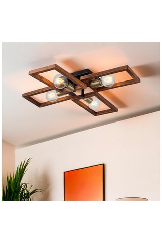 Houten Plafondlamp Era - Zwart - 4 x 20 W