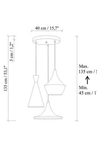 3 Hanglampen Tom - Mintgroen - 40 W -  45 x 45 x 19 cm