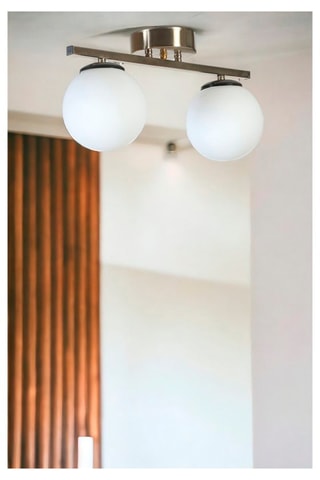 Plafondlamp Yeni Can 2 - Goudkleurig en Wit - 2 x 60 W