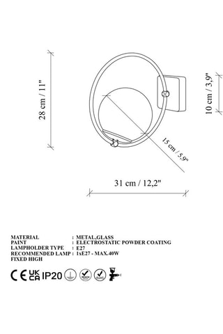 Wandlamp - Goudkleurig - 40 W