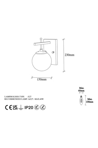 Wandlamp Zahar - Goudkleurig - 40 W