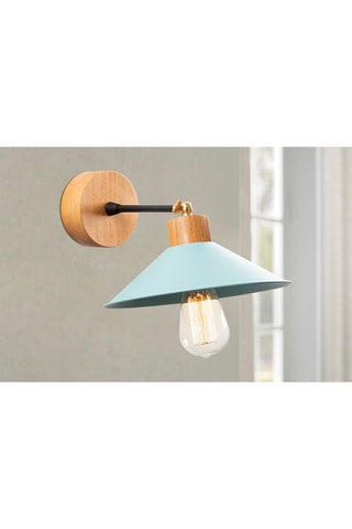Houten Wandlamp Manavgat - Naturel en Zeegroen