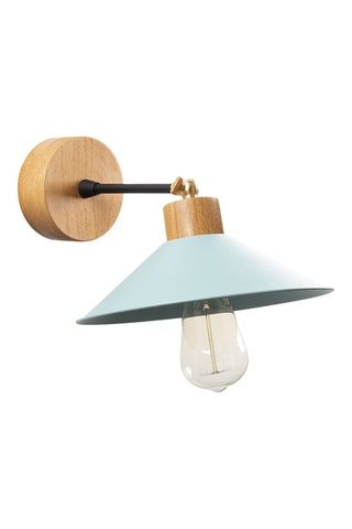 Houten Wandlamp Manavgat - Naturel en Zeegroen