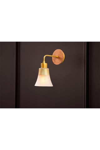 Houten Wandlamp - Goudkleurig en Naturel - 40 W