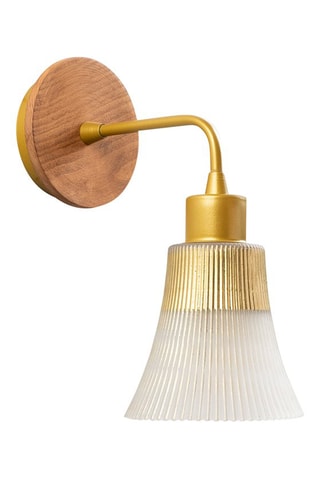 Houten Wandlamp - Goudkleurig en Naturel - 40 W