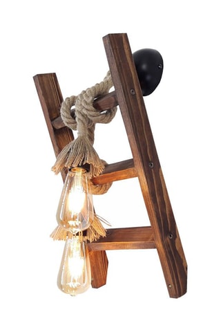 Grenenhouten Wandlamp Merdiven Halat - Naturel - 60 W