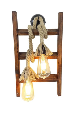 Grenenhouten Wandlamp Merdiven Halat - Naturel - 60 W