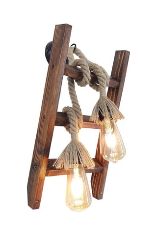 Grenenhouten Wandlamp Merdiven Halat - Naturel - 60 W