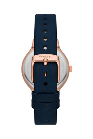 Leren Quartz Horloge Laney - Marineblauw en Roségoudkleurig