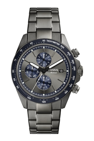 Stalen Quartz Horloge Tachymeter en chronograaf - Grijs en Blauw