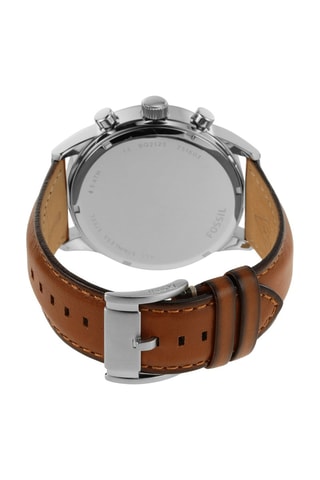 Leren Quartz Horloge Flynn Chronograaf - Bruin en Zilverkleurig