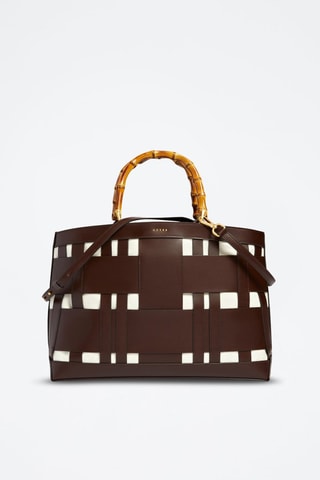 Leren Handtas - Bruin en Wit