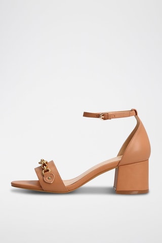Leren Sandalen met Hak - Camel