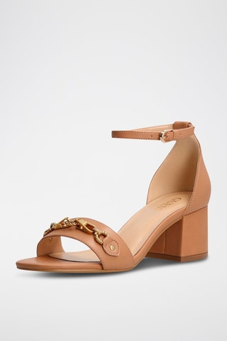 Leren Sandalen met Hak - Camel