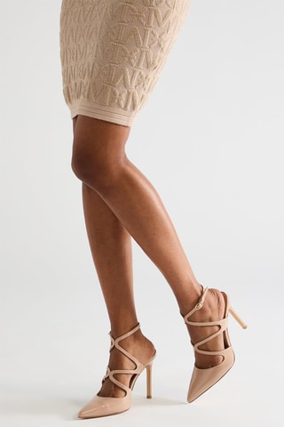 Lakleren Sandalen met Hak - Beige