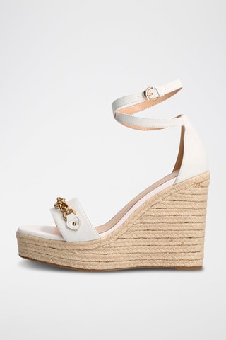 Sandales compensées en cuir Wendy - Blanc