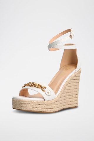 Sandales compensées en cuir Wendy - Blanc
