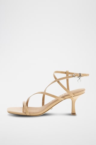 Sandales à talons en cuir - Beige