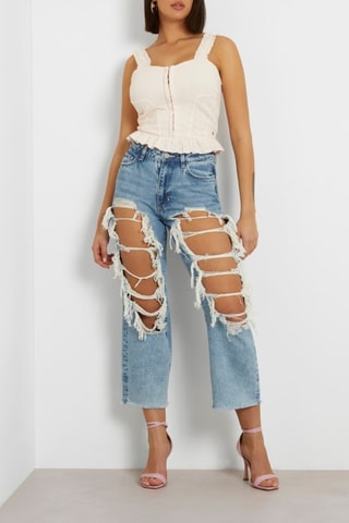 Top met Engelse borduursels Carmen - Nude