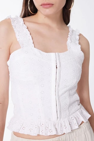 Top met Engelse borduursels Carmen- Wit