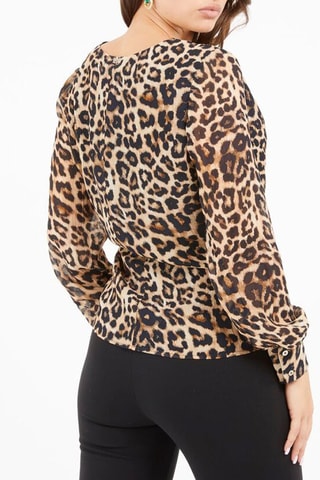 Wikkelblouse - Beige en Bruin