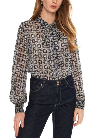 Blouse Oriana - Nachtblauw en Lichtgrijs