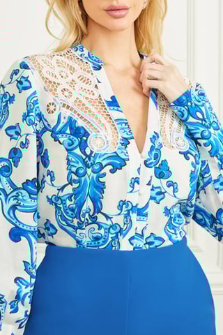 Linnen Blouse - Blauw en wit