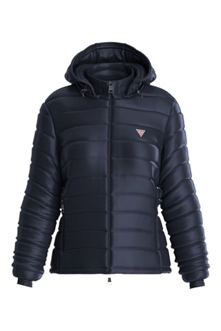Gewatteerde jas met capuchon - Marineblauw