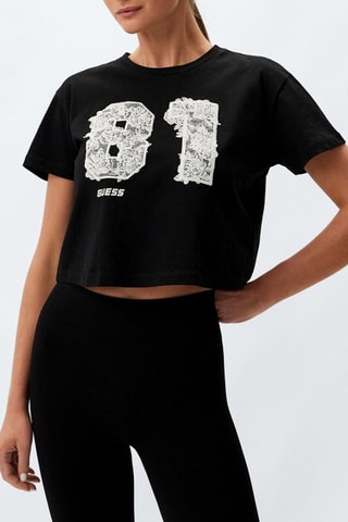 T-shirt cropped Yvette - Zwart
