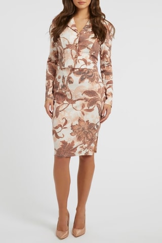 Rechte Rok Hoge Taille - Ecru en Bruin